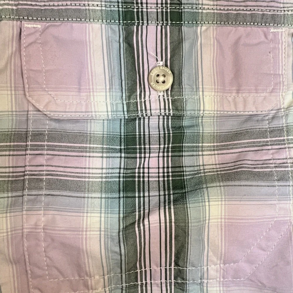 Eddie Bauer Travex Classic Fit Plaid Button Down Shirt Women's Medium A1869